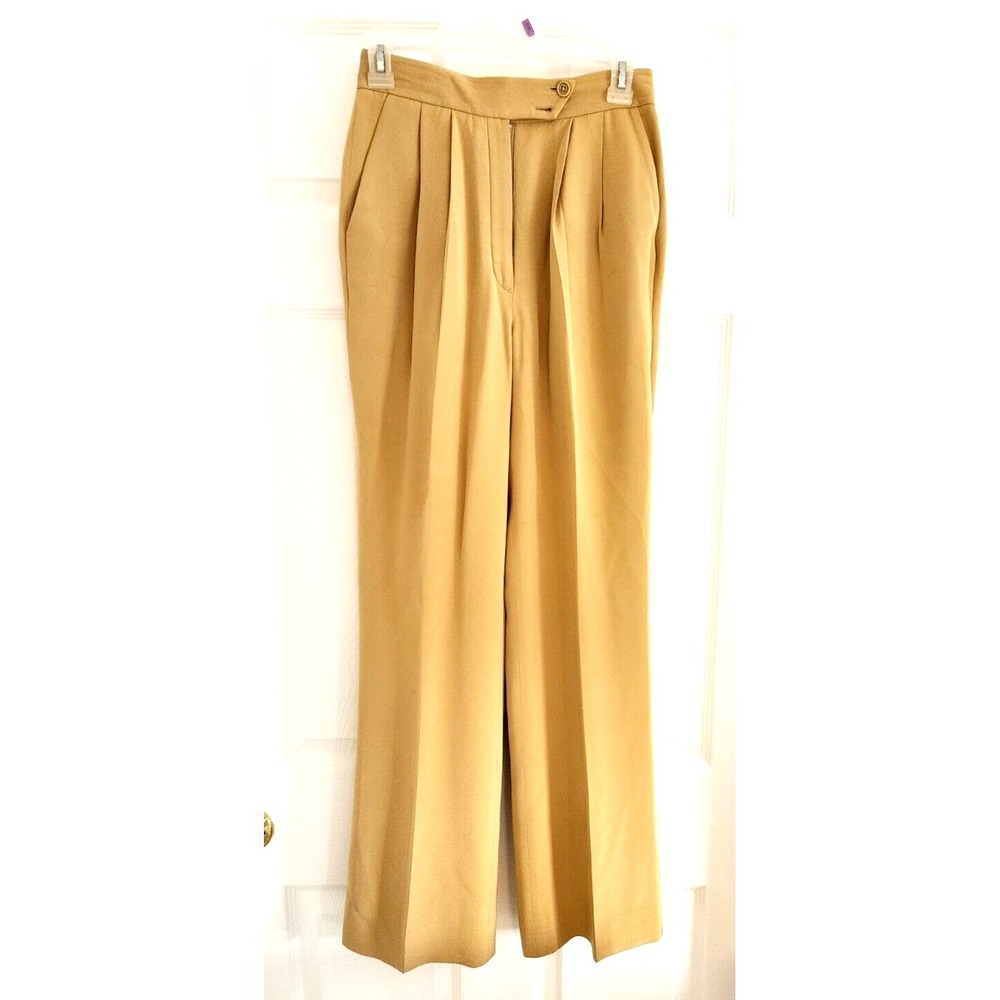 Richard Tyler Couture Silk Women Pants Slacks Size 6 Camel Elegant Dressy Chic